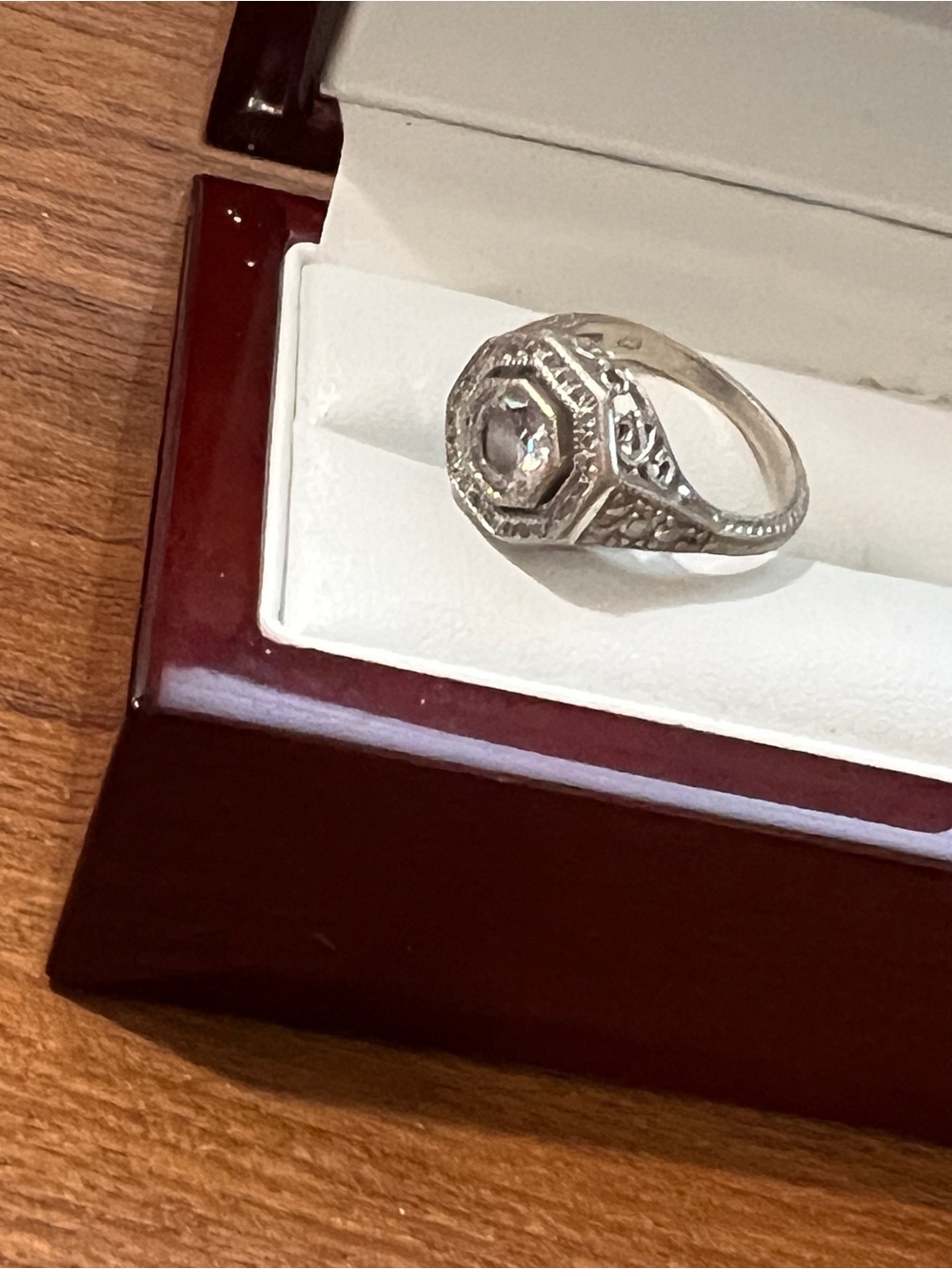 Vintage Style Sterling Silver White CZ Halo Ring Sz 5 - Picture 4 of 8